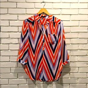 Orange, blue & white chevron shirt